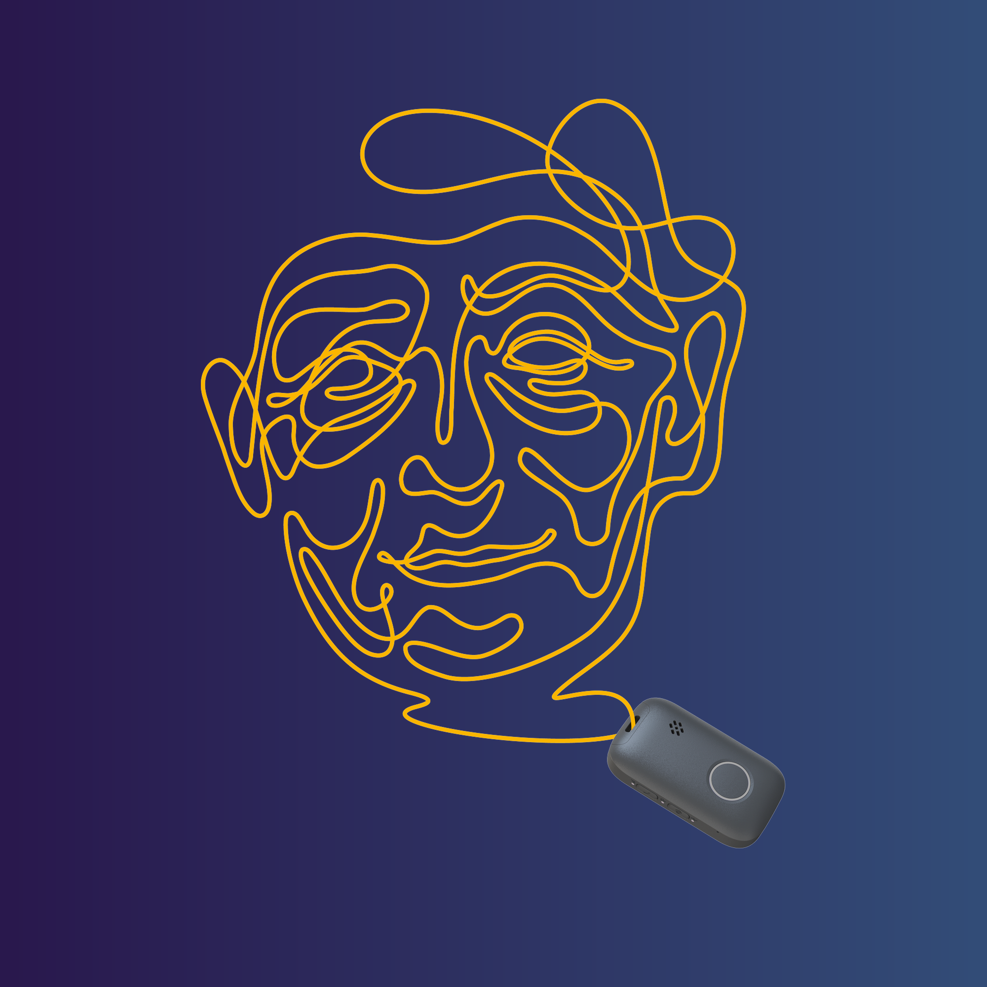Portret met personenalarm om de hals